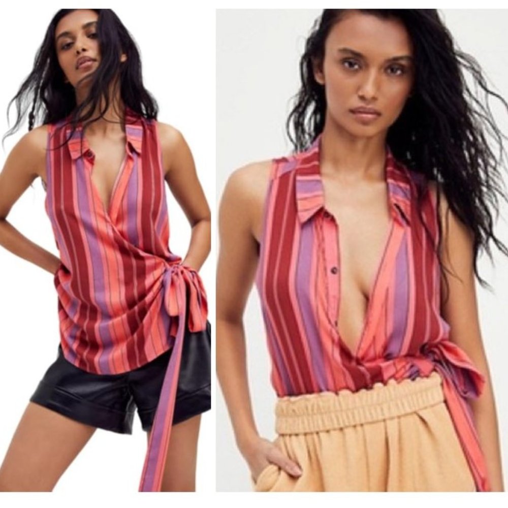 Free People Mackenzie Wrap Button Top